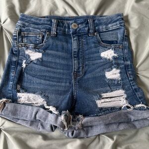 American Eagle Outfitters Distressed Blue Denim Shorts